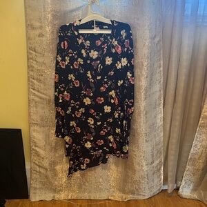 T Tahari Floral Blouse - Navy and Cream